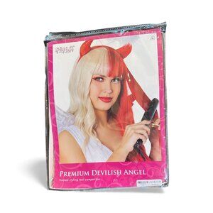 NWT Heat Resistant Wig Red Blonde Half Bangs Color Block Long Bob